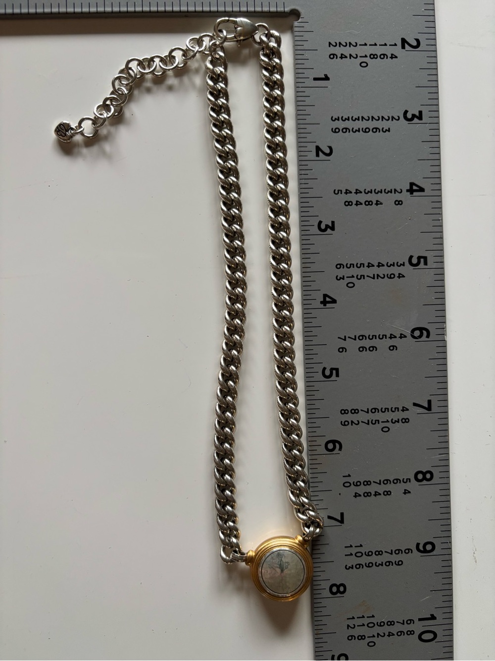 Brighton Ferrara Two Tone Short Necklace JM1072 Silver Gold Medallion - Picture 4 of 8